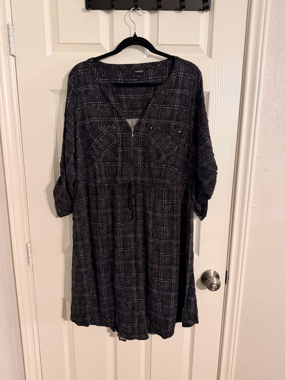 torrid Black and Purple Plaid Tunic